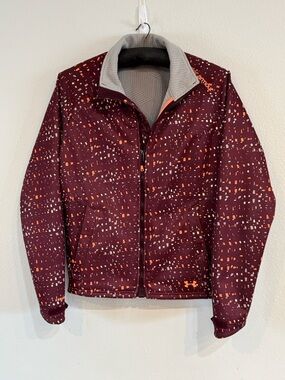 Under Armour Women’s Maroon Speckle-Print Full-Zip Soft-shell Storm Jacket Large